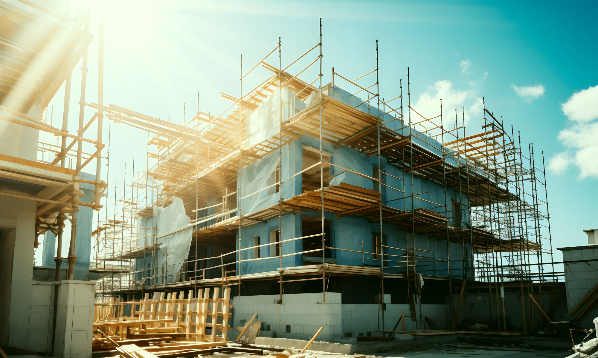 Building Construction happening at industrial site.