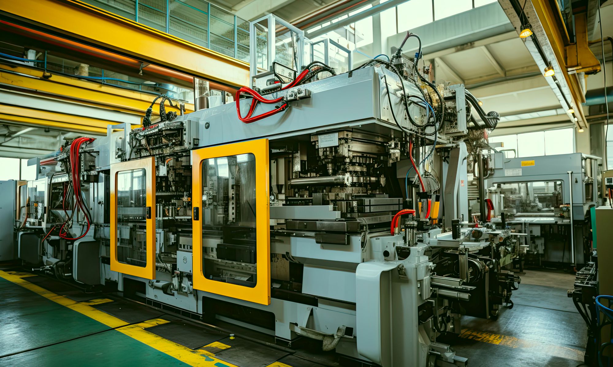 Heavy equipment sitting on floor after installation.