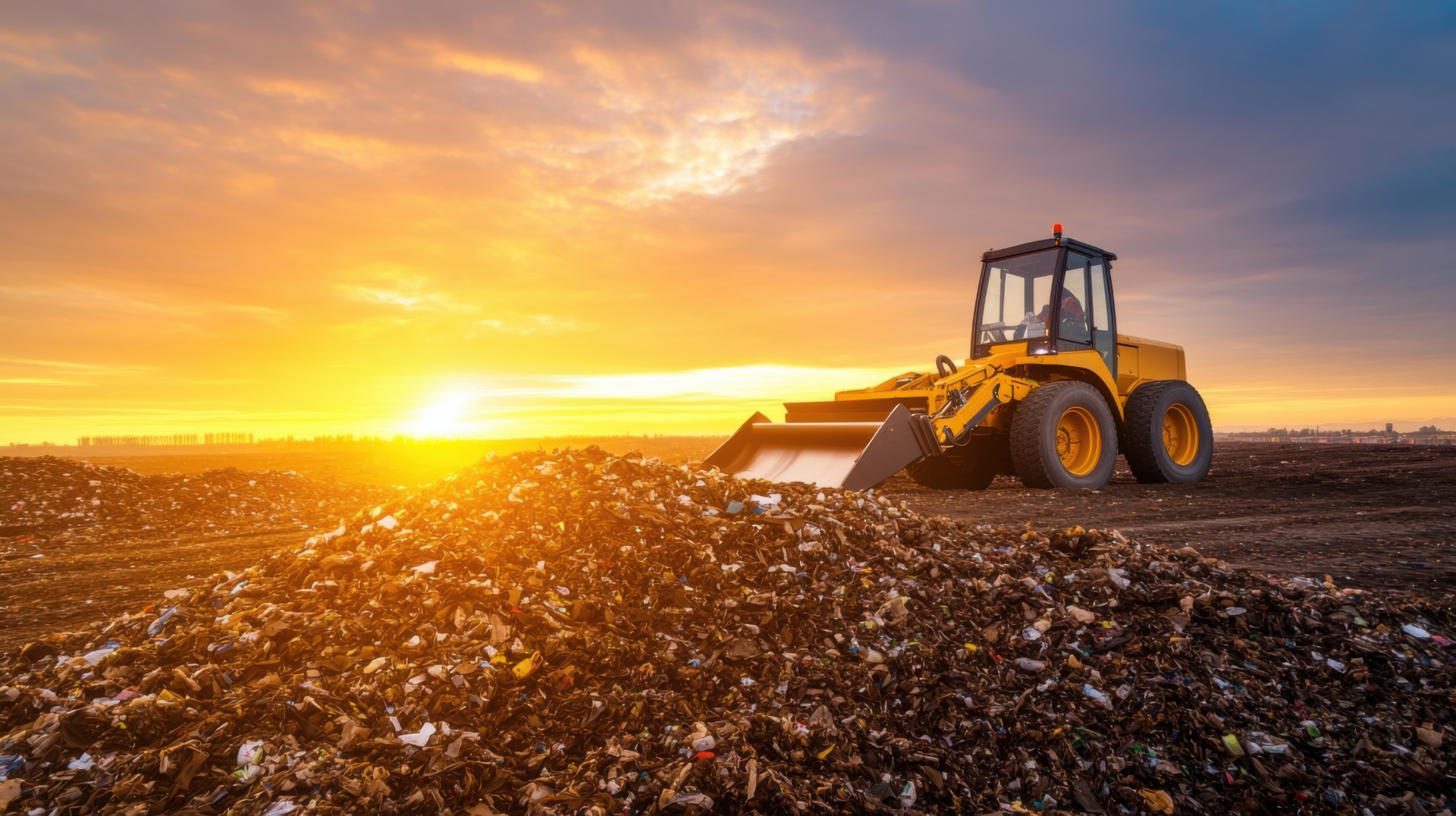 Scoop loader doing waste disposal service. 