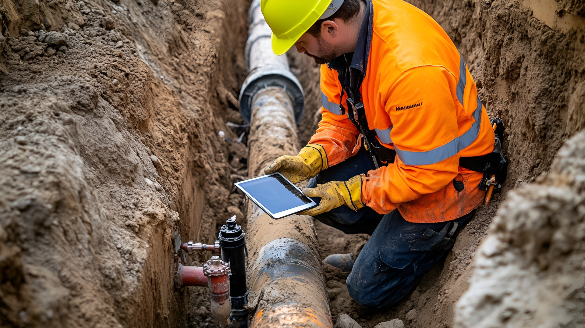 Man doing waste characterization on industrial waste spill. 
